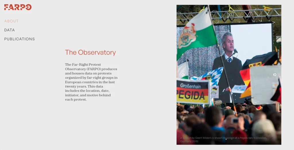 farpo - far right protest observatory - ux-ui - about desktop