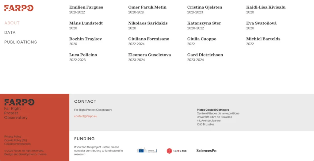 farpo - far right protest observatory - ux-ui - footer