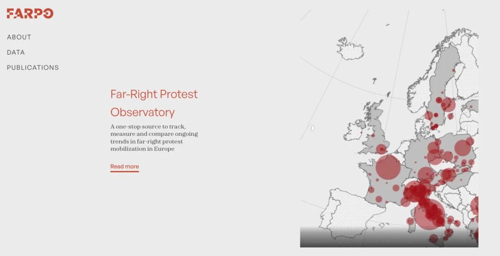 farpo - far right protest observatory - ux-ui - homepage desktop