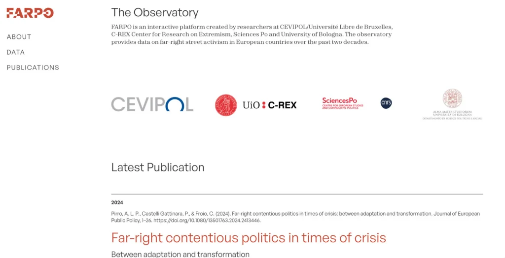 farpo - far right protest observatory - ux-ui - universities